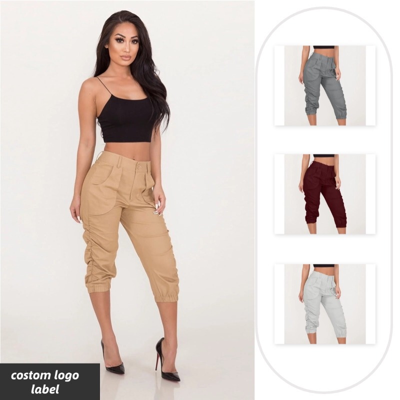 Amazon Women's Cropped Workwear Shorts Outdoor Casual Multi-Pocket Solid Color Camping Shorts Sports Haren Pants