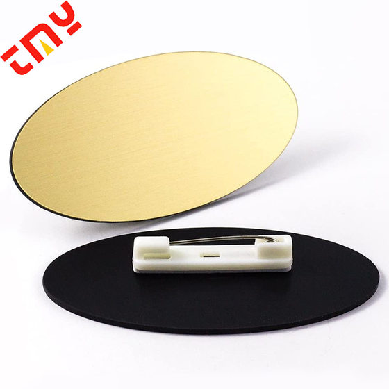 Cross-border hot-selling in stock various shapes blank ABS plastic two-color board badge name brand with magnet pin