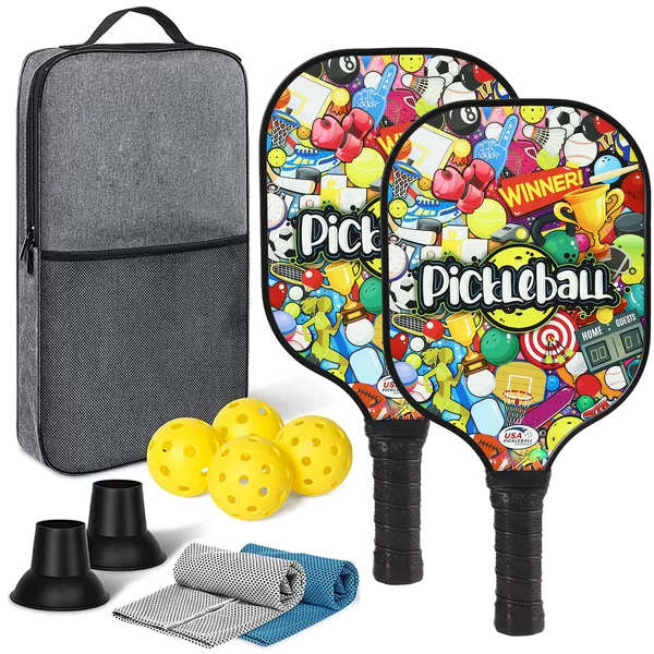 New Fiberglass Pickleball Racket Gift Outdoor Fiberglass Cross-Border Pickleball Racket Silicone Ball Retriever
