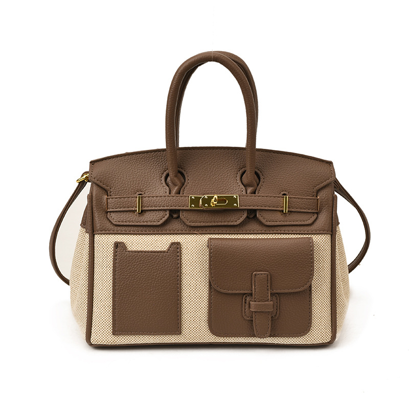 Bolso de mujer 2025 nuevo color transfronterizo de platino bolso de mano tote de gran capacidad de transporte universal mochila de hombro