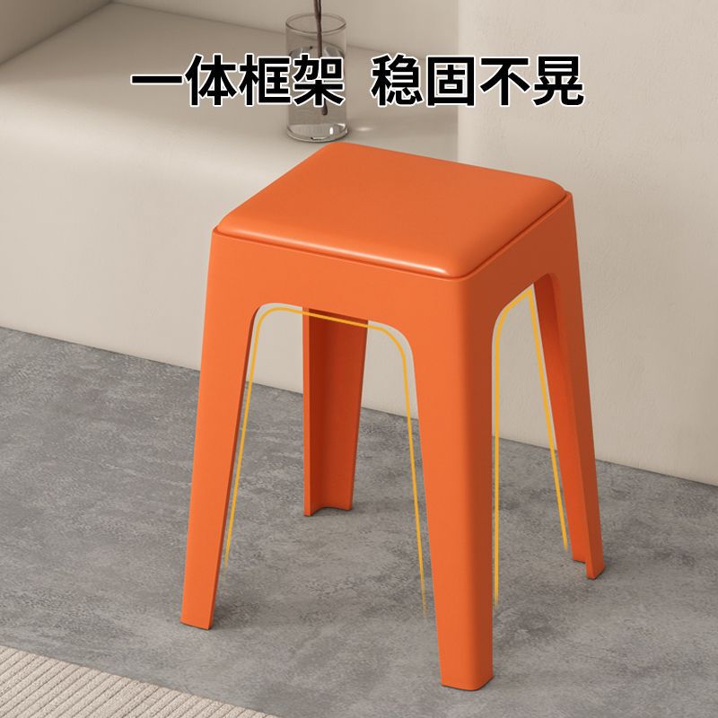 Taburetes de plástico, taburetes de paquete blando extra grueso, taburetes de paquete blando, taburetes cuadrados, taburetes de mesa de comedor modernos y simples, bancos altos.