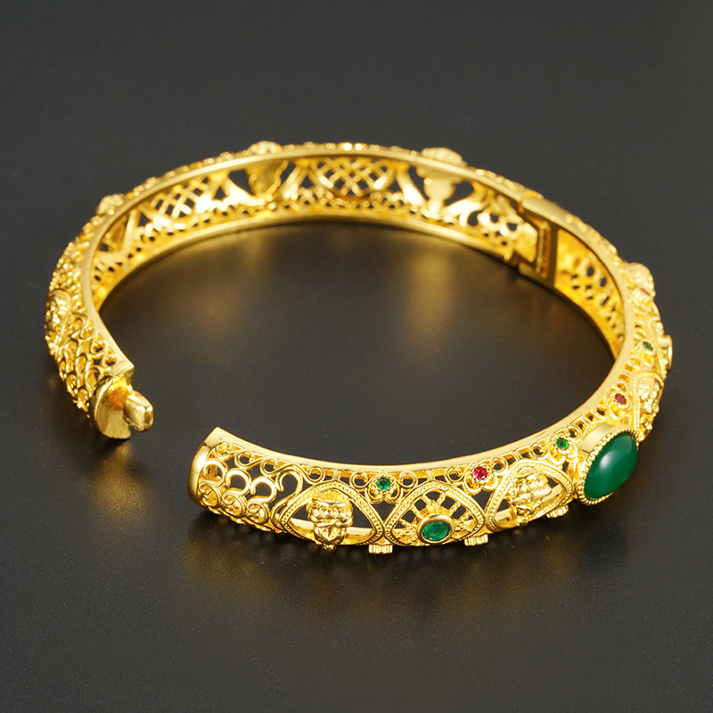 Vietnam Sha Jin retro todo el cuerpo budista brazalete de hebilla hueco jade joyería Yiwu fábrica directa para hombres y mujeres estilo chino