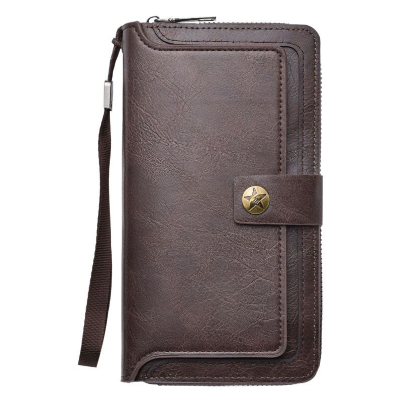 Новый мужской кошелек 2025 года, длинный, модный, на молнии, для молодежи и студентов, из мягкой кожи в японском и корейском стиле, с множеством отделений для карт, вместительный.