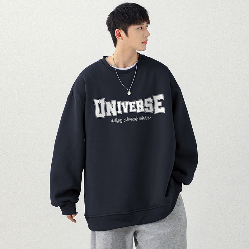Warm sweatshirt with a round collar