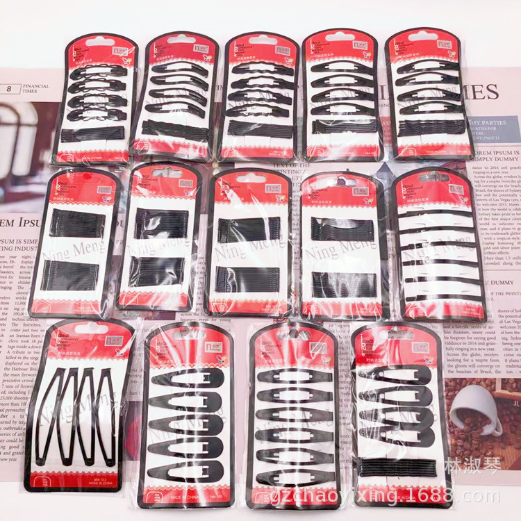 Red paper card clip black wire clip BB clip Net red hair clip set hair iron spray painting process does not rust
