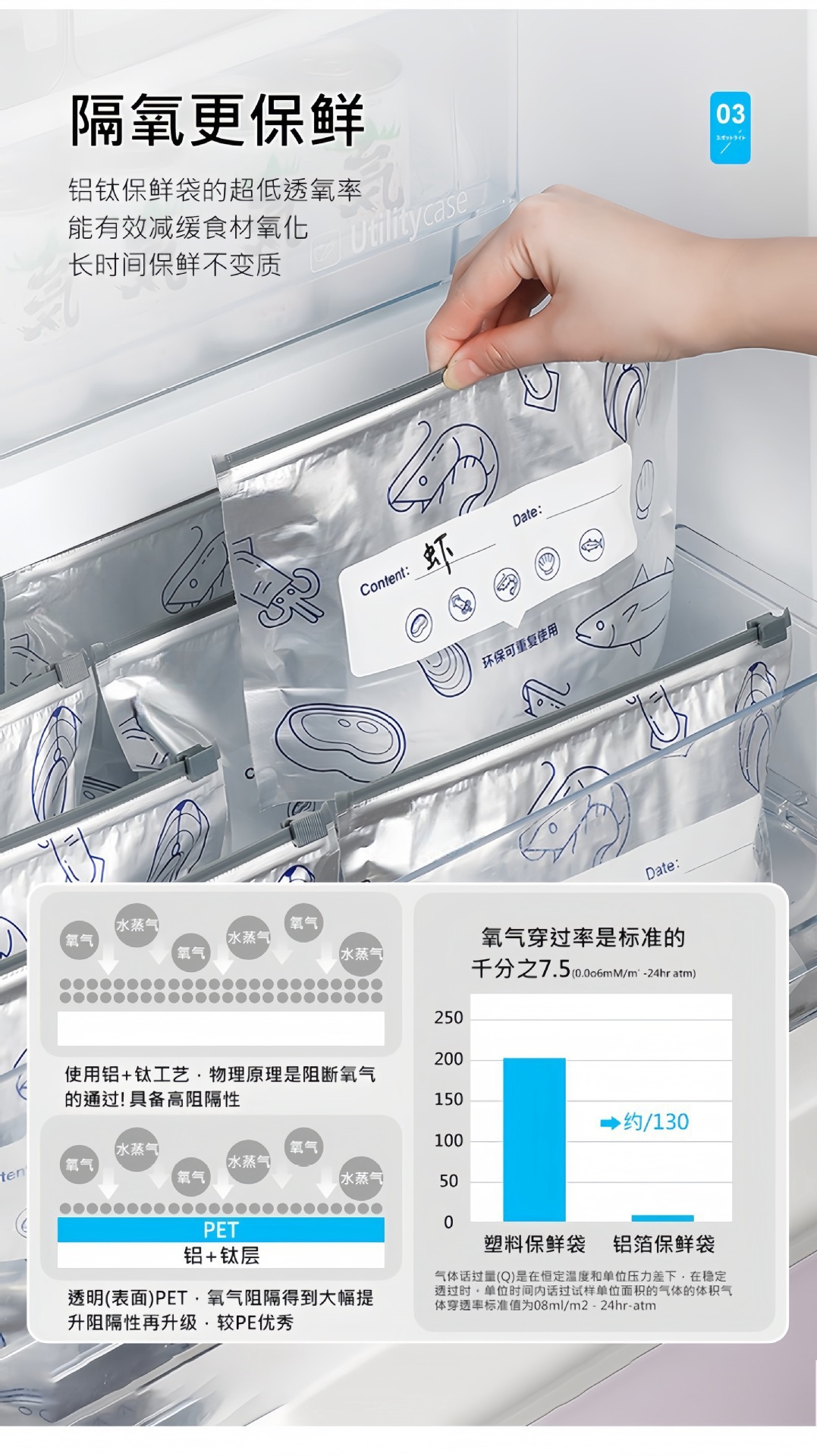 Aluminum titanium foil fresh keeping sealed storage bag aluminum foil fresh keeping bag home refrigerator food freezer storage special bag