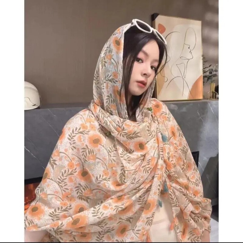云南青海旅游丝巾夏季高级感女式中长外披复古民族风防晒盘扣披肩|undefined