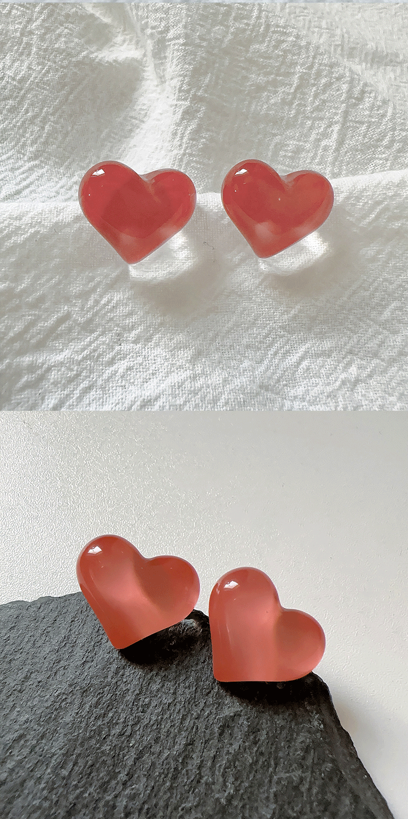 Wholesale Jewelry Sweet Heart Shape Resin Copper 14k Gold Plated Plating Ear Studs display picture 1