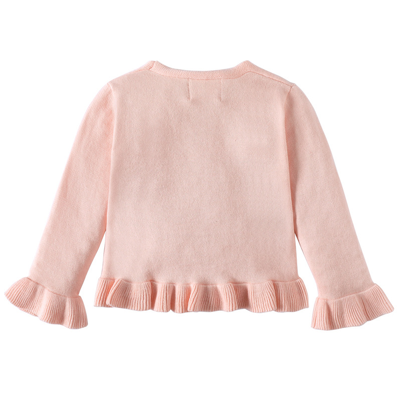 2023 primavera y otoño estilo coreano oreja de madera cuello en V punto cardigan abrigo de algodón chal niños suéter de bebé cardigan