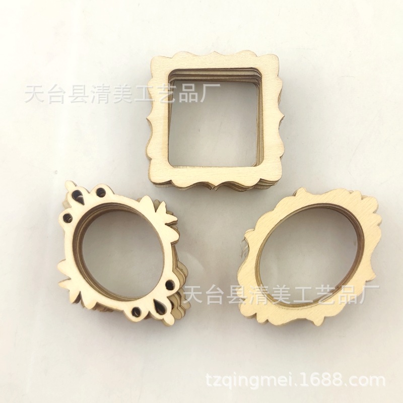 5-6cm3 marcos de fotos huecos colgantes decorativos de piezas de madera 10 piezas cada uno en un paquete, un total de 30 piezas como un juego