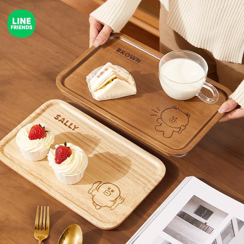 LINE FRIENDS漫画木製ディナープレート子供ランチクリエイティブ断熱トレイパーマ防止洋食プレート家庭用|undefined