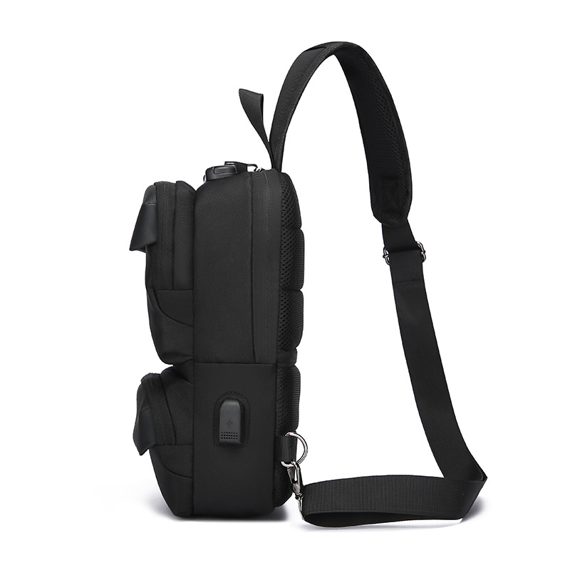 Bolso de pecho de negocios recargable USB para hombres al por mayor transfronterizo multifunción anti-salpicaduras antirrobo casual bolso de mensajero de viaje marea