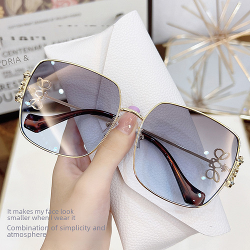 High-end fashion trendy metal oval large frame butterfly bow sunglasses, unisex style, model 3585