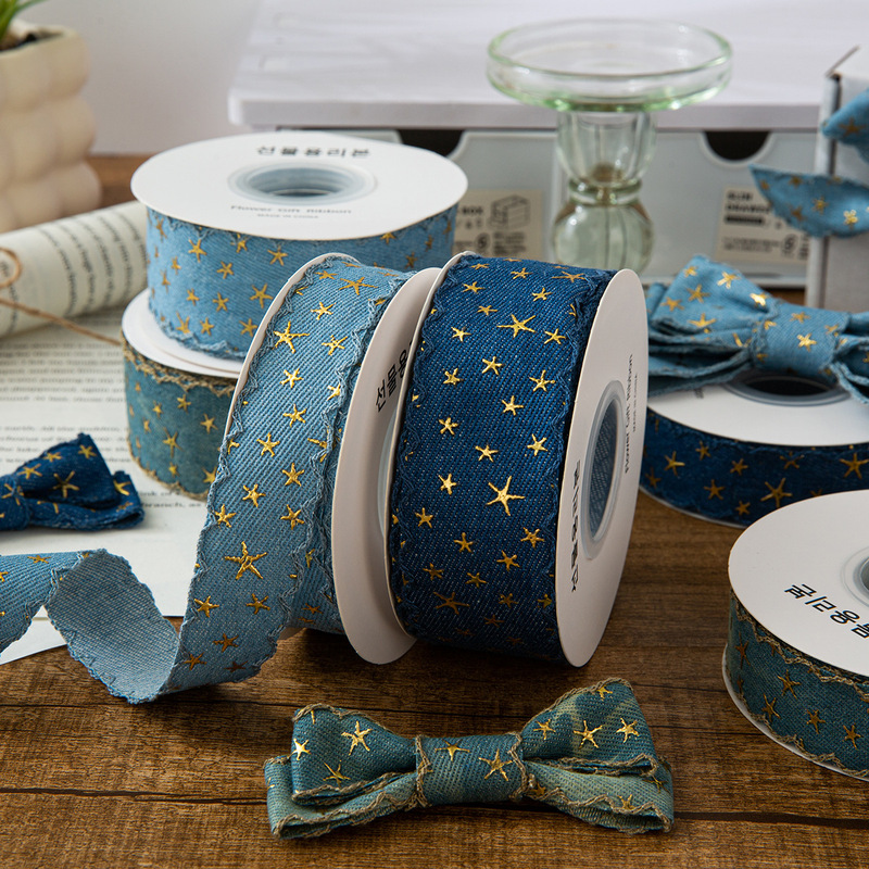 10 Yards Star Denim Webbing DIY Accessories Denim Style Retro Sweet and Cool Clothing Clogs Jewelry Belt