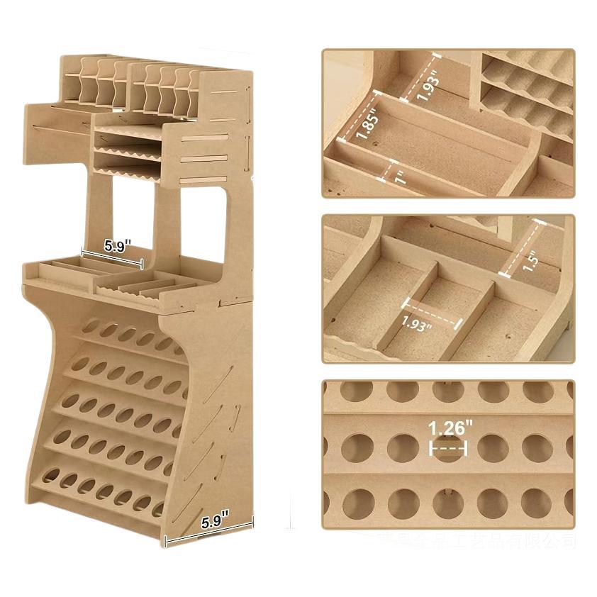 Estante de pintura de madera Estante de almacenamiento de herramientas de arte Suministros de oficina Estante de acabado de artículos diversos Botella de pintura Estante de propileno