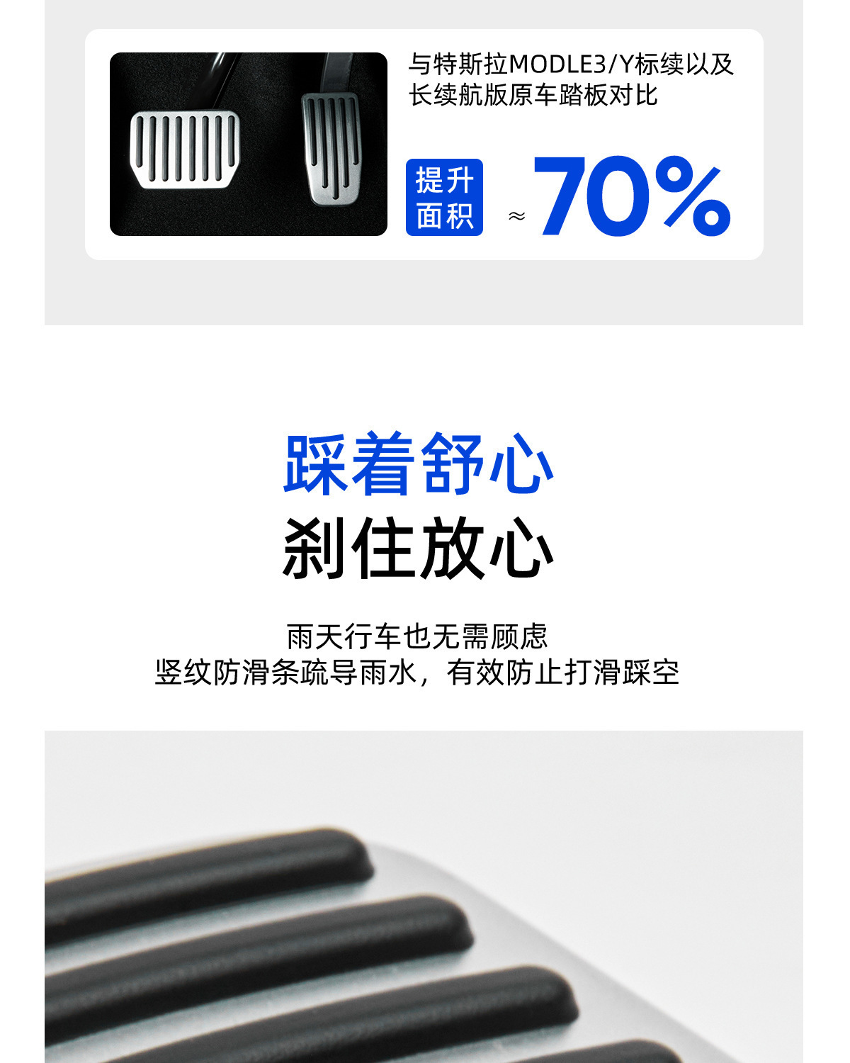 Suitable for Tesla's New Model 3/Y Accelerator Brake Pedal Anti-Slip Accelerator Modification Parts with Aluminum Alloy