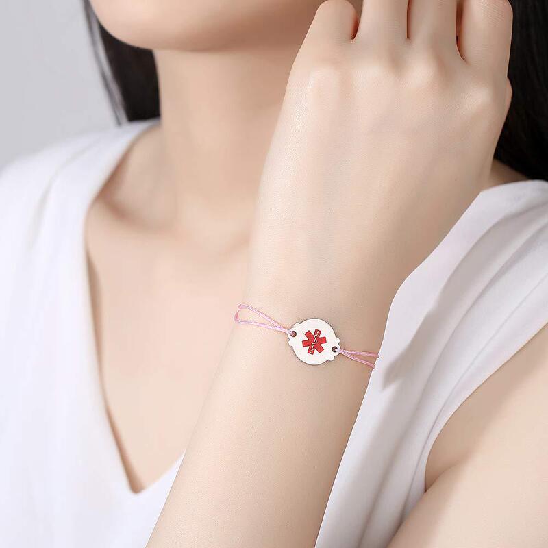 Foreign Trade Cross-border E-commerce Hand-woven Wax Thread Hand Rope Stainless Steel Disc Letter logo Pattern Oil Dripping Bracelet