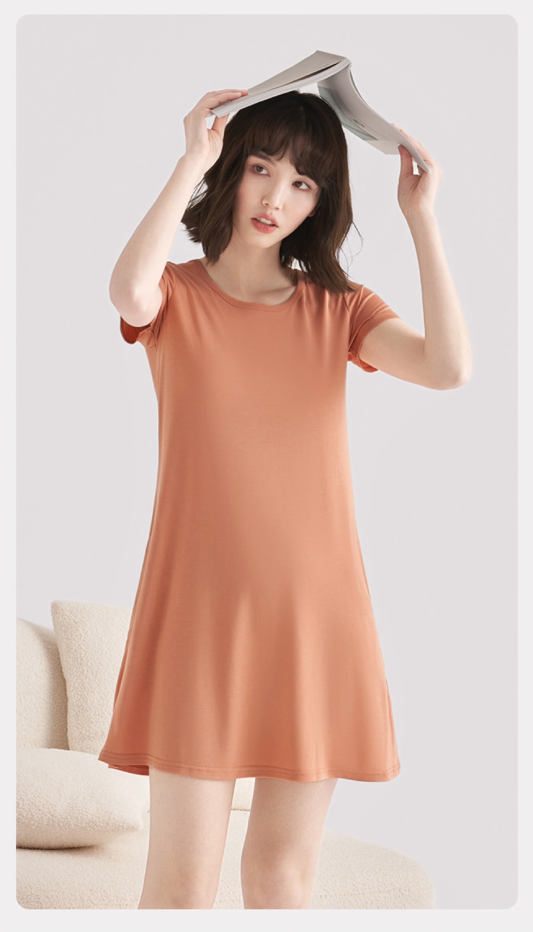 코랄오렌지/반팔포켓잠옷 2498