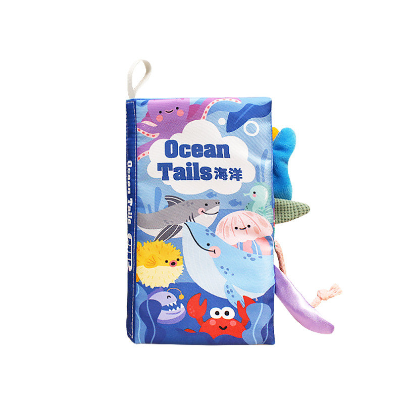 Libro de tela de cola tridimensional lavable con agua, mano de mordida, libro de tela desgarrado para la enseñanza temprana de bebés, juguete de iluminación cognitiva infantil