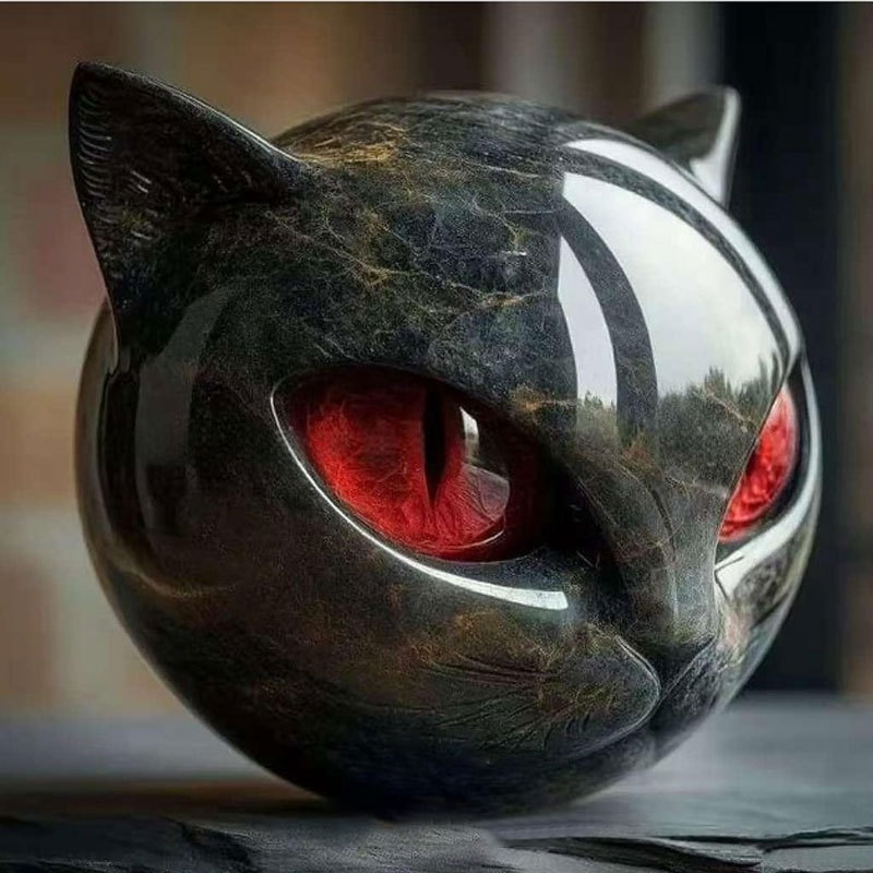 Flairgifts Luxury Black Cat Stone Sculpture 奢华黑猫石雕|undefined