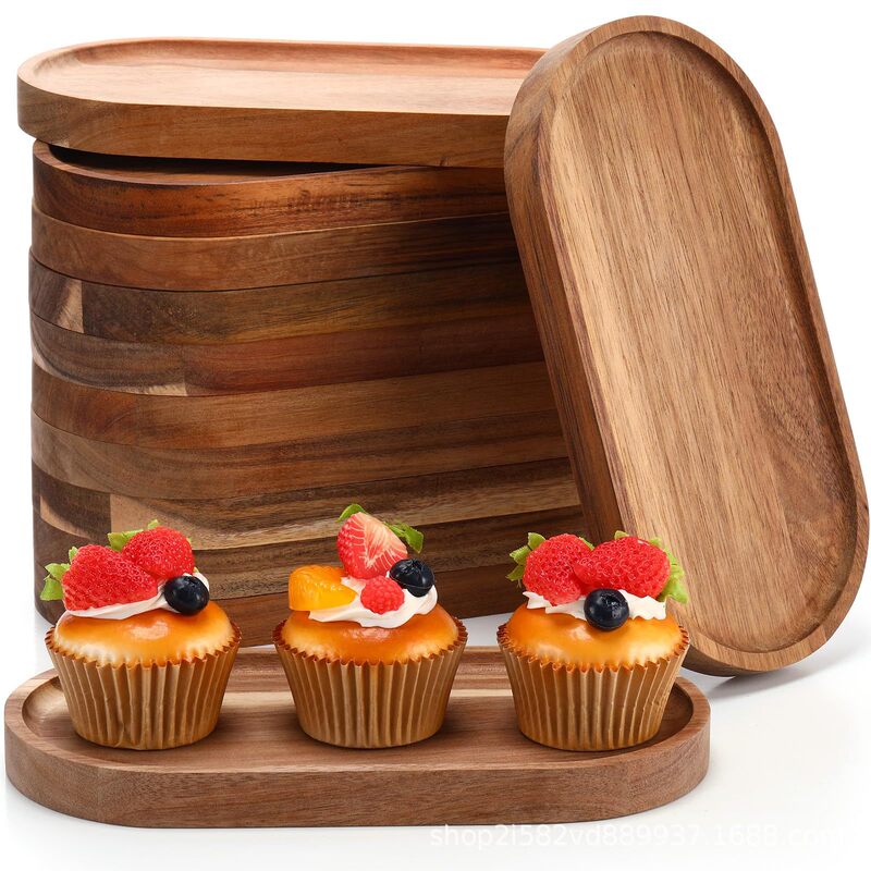 Acacia Wooden Serving Tray Oval Wooden Plate Wooden Serving Plate Cooked Food Plate Cheese Plate Fruit Plate