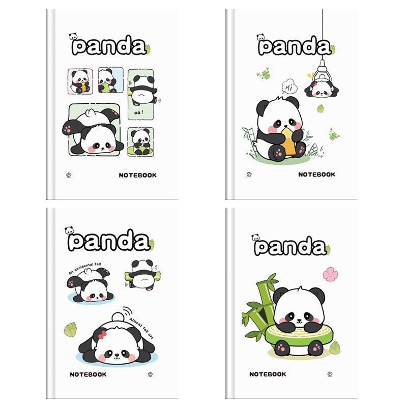Todos los lindos cuadernos de carcasa dura Panda A5 de alto valor para estudiantes con líneas horizontales, cuadernos, diarios, libros de mano