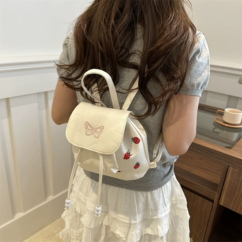 Retro Backpack, Compact Embroidered Design, Autumn Leisure Trend, Small Shoulder Bag