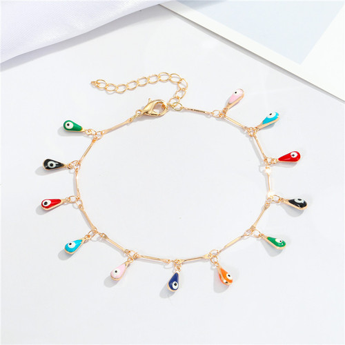 European and American cross-border new jewelry personalized colorful irregular shape anklet peach heart round drop-shaped foot ornaments