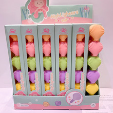 韩版海洋贝壳造型荧光笔可拼接可爱文具重点标记涂鸦五色手账笔