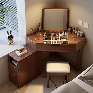 [Small Space Large Capacity] Solid Wood Corner Dresser Bedroom Internet Popular Simple Small Apartment Ins Storage Flip Cover