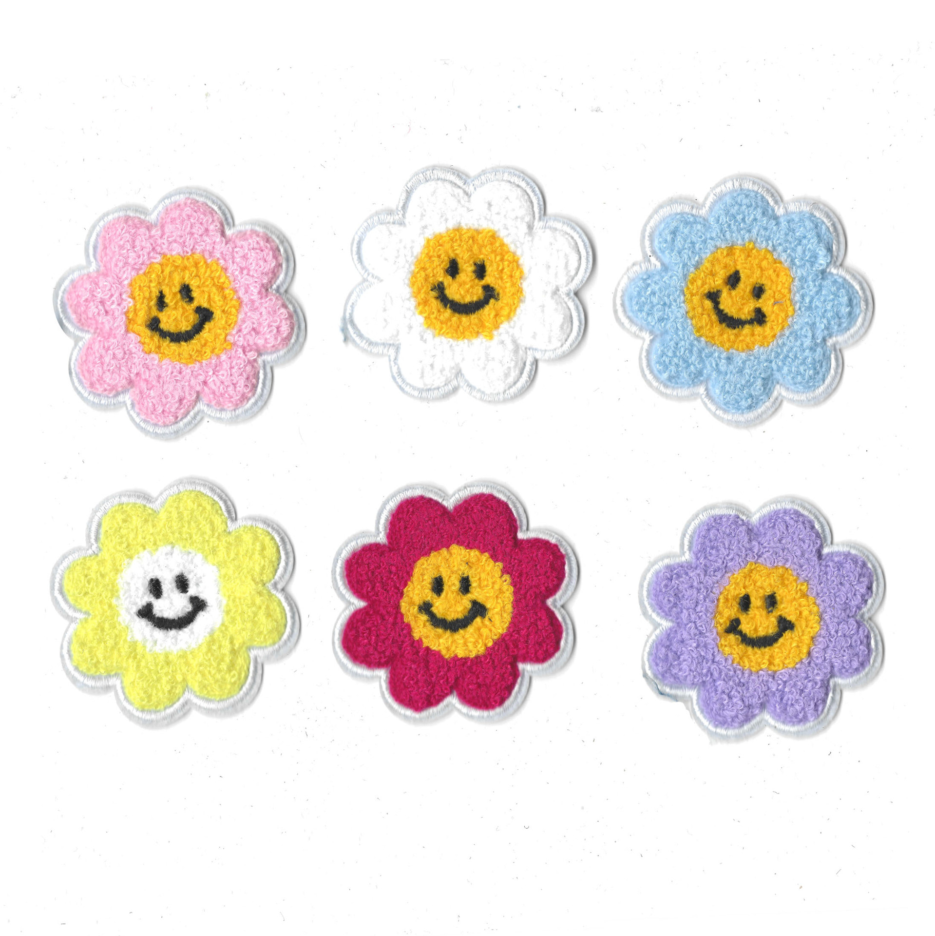 混合绣向日葵花朵笑脸胸章 绒毛毛smile表情布贴 服饰装饰热烫贴