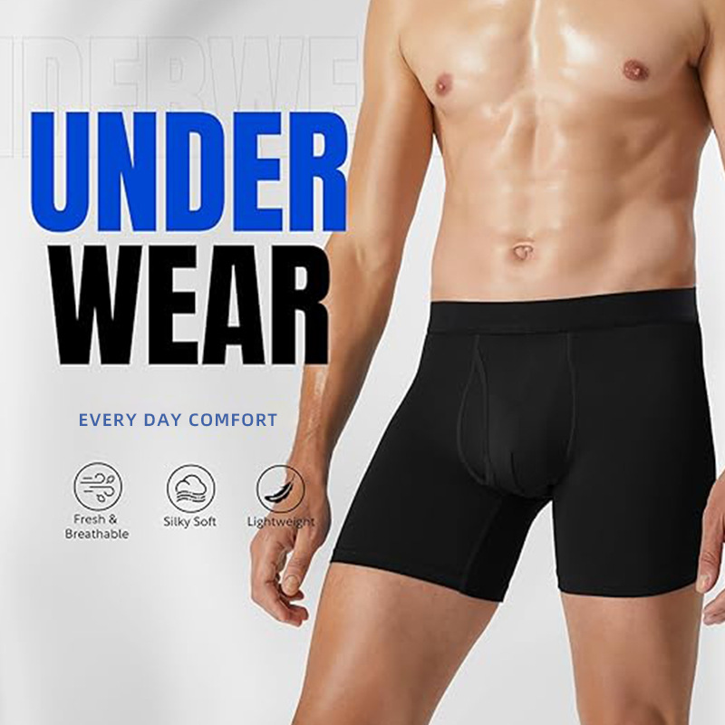Tight-Fitting Extended Anti-Wear Leg Boxer Sports Underwear for Men, Boxing Shorts, Large Size Four-Corner Pure Cotton Classy Underwear for Men