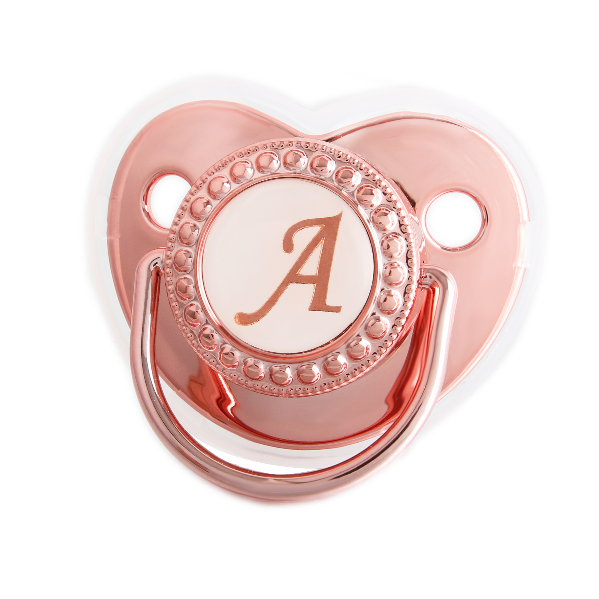 New 26 letters rose gold no drill baby pacifier factory wholesale