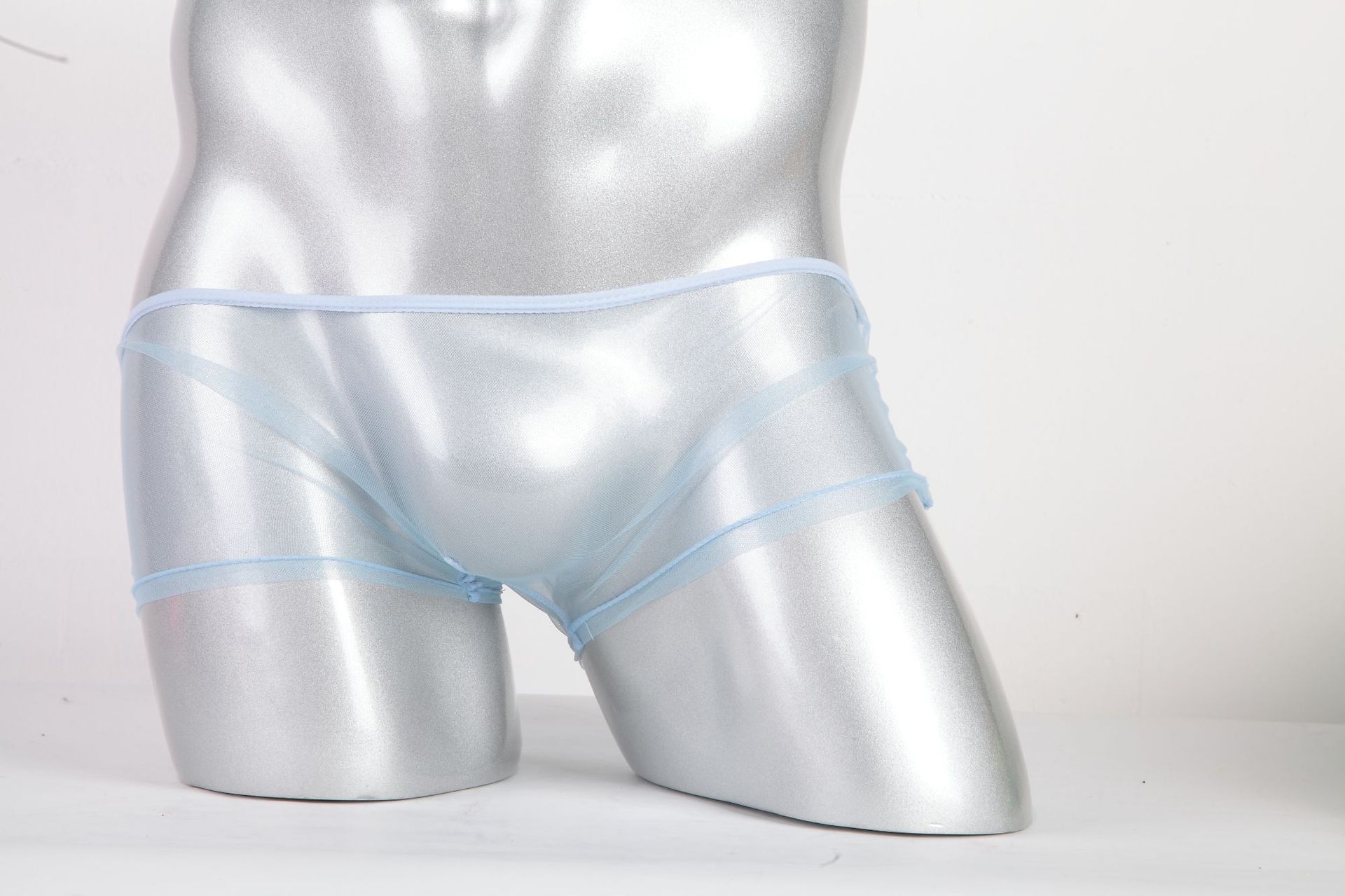 Ropa interior de los hombres de malla delgada ver a través de malla bolsa de cintura baja boxeadores más el tamaño C- 092