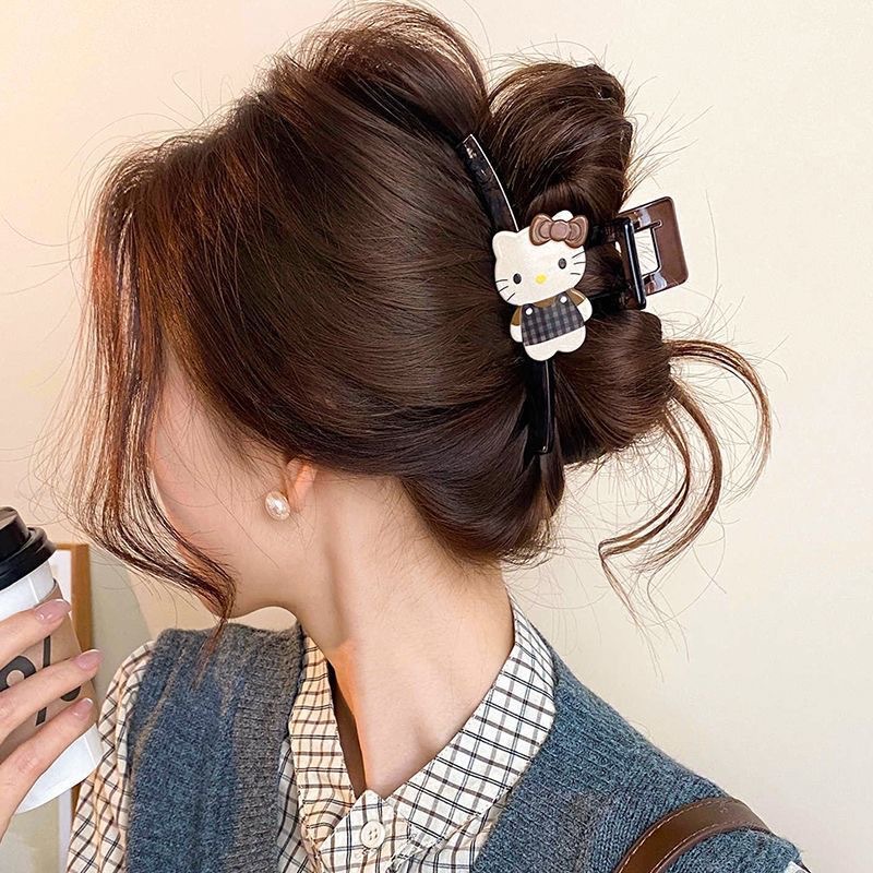 100# transparent tea brown plaid hello kitty, approximately 13cm