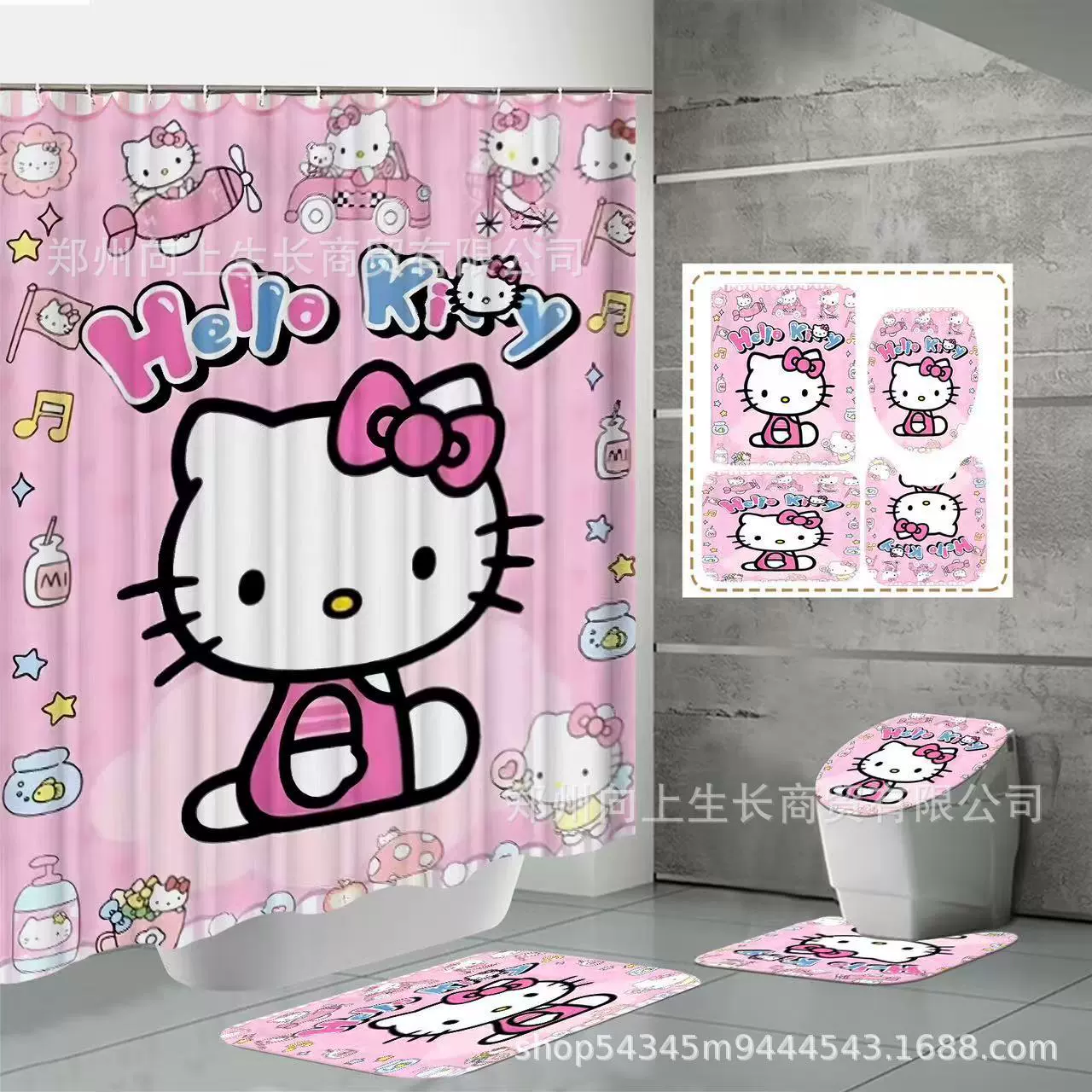 Hello Kitty водонепроницаемая занавеска, туалет, коврик, для импорта