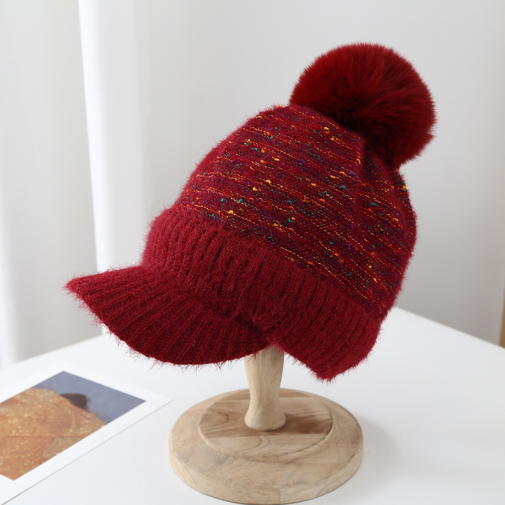Sombrero de lana enarbolado para mujer Otoño e Invierno estilo coreano de moda bufanda a prueba de frío cálido conjunto de dos piezas sombrero de punto forrado de lana