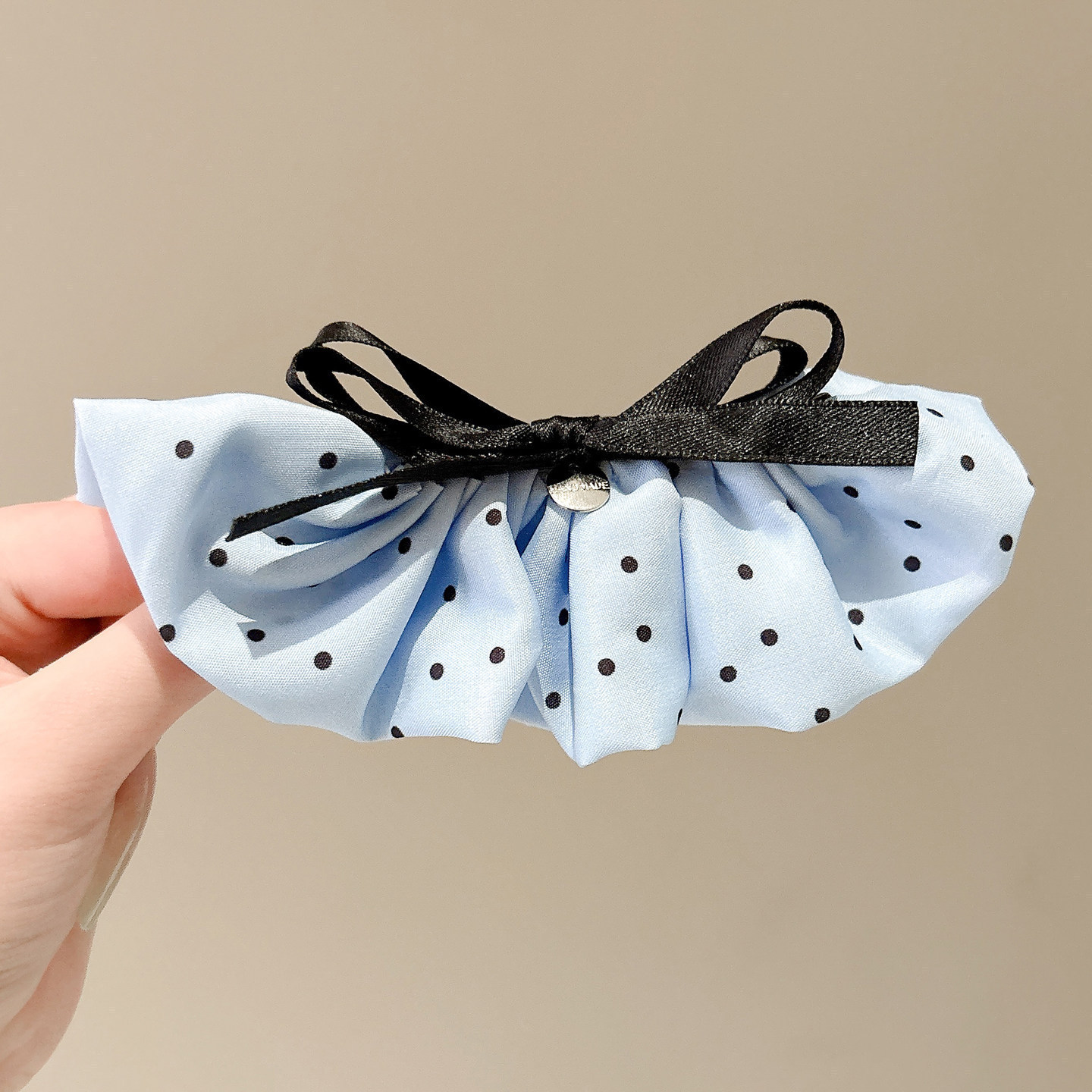 1# blue polka dot banana clip - bottom clip approximately 10cm