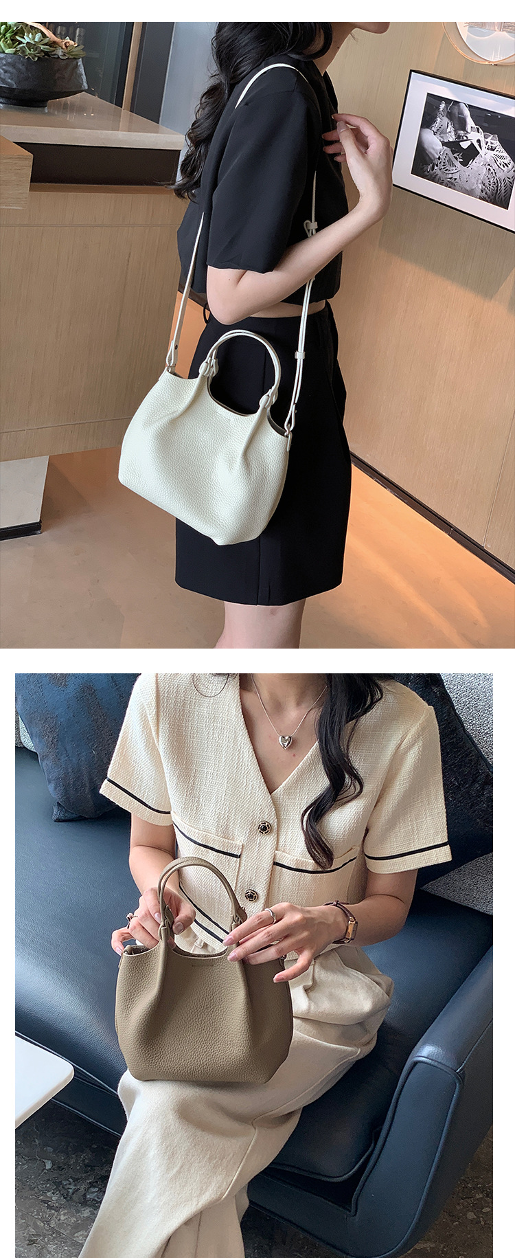 Soft small tote for women's 2024 new top layer cowhide crossbody bucket ba, enuine leather hih-end sinle shoulder_voghion.com