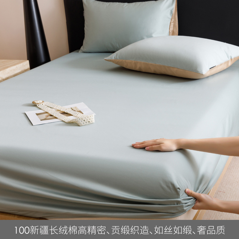 Alta gama de 100 camisas de cama de algodón largo algodón una sola pieza de color sólido tributo satin algodón cubierta de cama de tres piezas