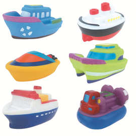 搪胶游泳洗澡玩具儿童戏水玩具卡通小船轮船6六只装宝宝浴室