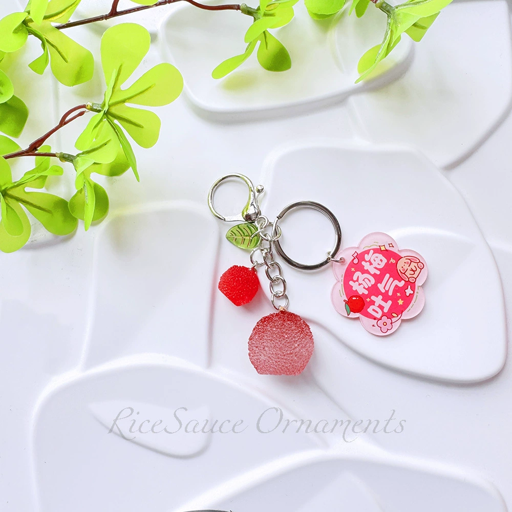 Acrylic Fruit Keychain Pendant, Cute Mini Charm with Leaf Tag, Single or Multi‑Piece Options