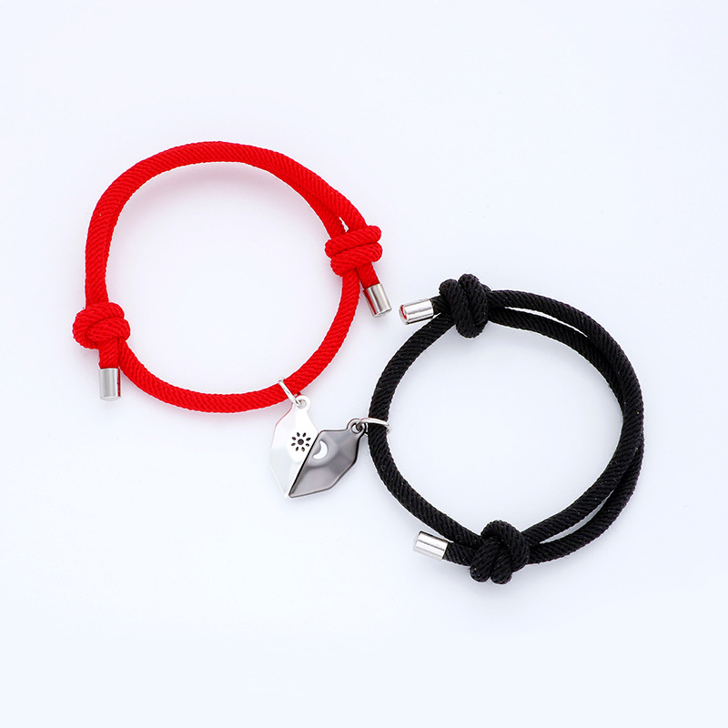 Einfacher Stil Strassenmode Herzform Legierung Seil Überzug Valentinstag Paar Armbänder display picture 3