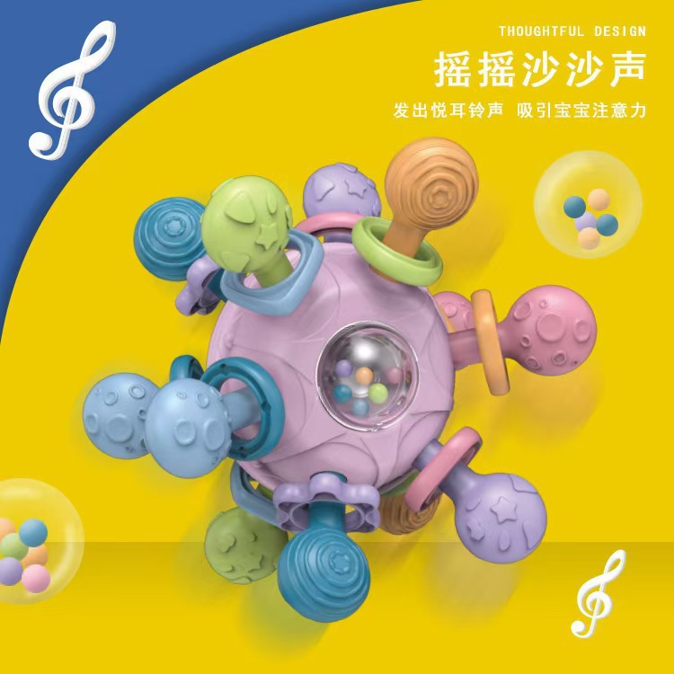 Baby Manhattan Hand-Grasping Ball, Baby Rotating Rattle Teether Toy, Newborn Soothing Educational Grasping Training Set