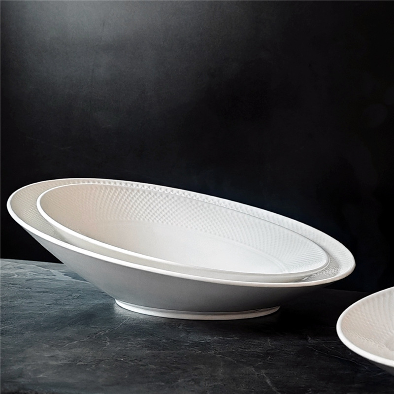 欧式异形陶瓷斜口碗沙拉碗凉菜碗意境菜冷菜餐厅火锅店特色商用餐