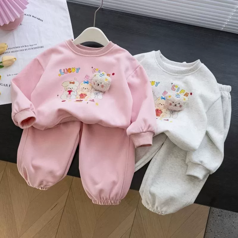 Детский осенний комплект, мультяшный свитшот, штани, детская одежда