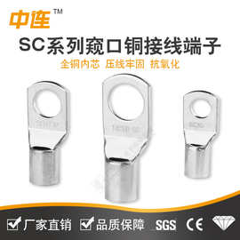 SC铜鼻子接线端子窥口鼻线耳电缆管压紫铜冷压接线端子整包批发