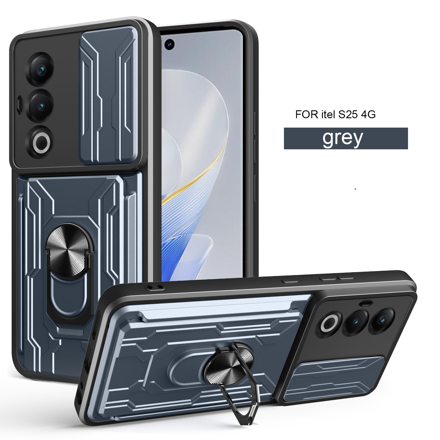 Adecuado para el paquete de tarjetas itel S25 Lijia, carcasa del teléfono móvil, modelo de transmisión de sonido, TPU PC, armadura, tarjeta anti-caída, empuje de lente image 1