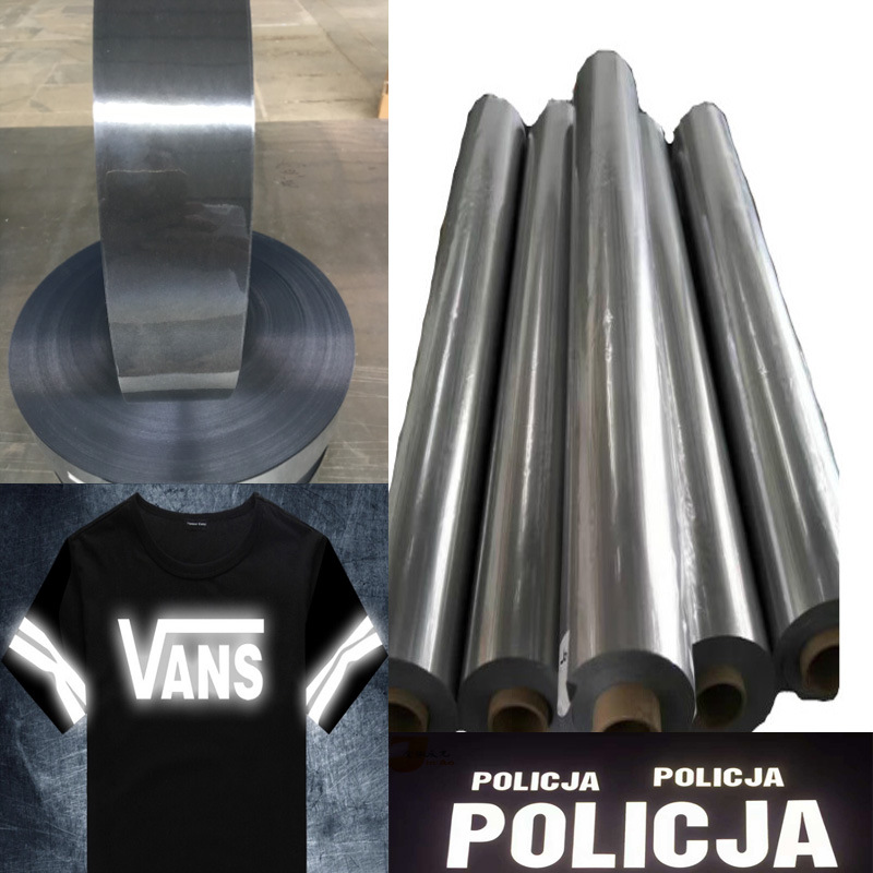 高亮热转印刻字热贴膜银色弹力热烫膜反光条LOGO图案设计反光材料