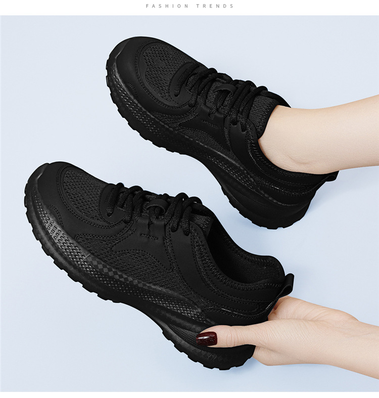 Giày sneaker nữ đế dày tăng chiều cao lưới thoáng khí mùa hè 2025 — Da đen 7147, màu be 7147 chi tiết 3